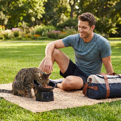 gamelle chat noire voyage parc