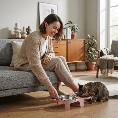 Gamelle Chat Surélevée double bols pour eau et nourriture