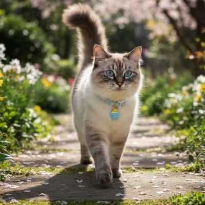 Chat blanc collier bleu clair pendentif cupcacke marchant.
