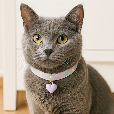 Collier anti étranglement pour chaton avec médaille cœur bleu