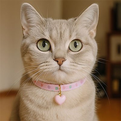 Collier anti étranglement pour chaton avec médaille cœur rose