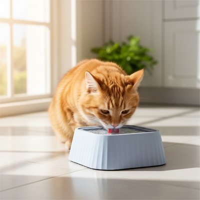 Gamelle Chat ergonomique utilisée par un chat 
