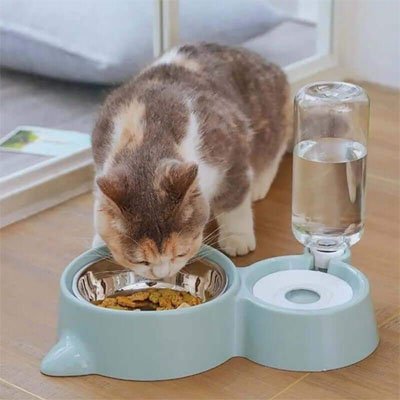 Gamelle chat double avec base antidérapante fixe