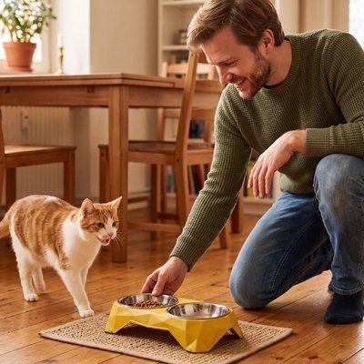 Gamelle pour Chat à double bols pour eau et nourriture

