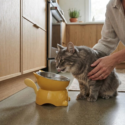 Gamelle pour Chat avec bol inox incliné