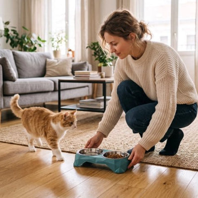 Gamelle pour Chat avec double bols vert