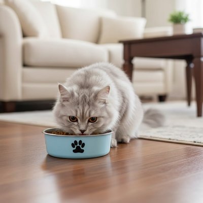 Gamelle pour Chat ronde avec bol métallique
