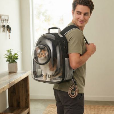 Sac a dos chat noir confortable pour transport sécurisé 
