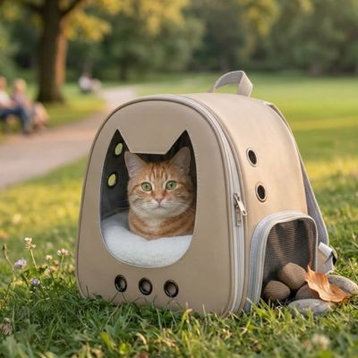 Sac à dos pour chat avec hublot silhouette chat.

