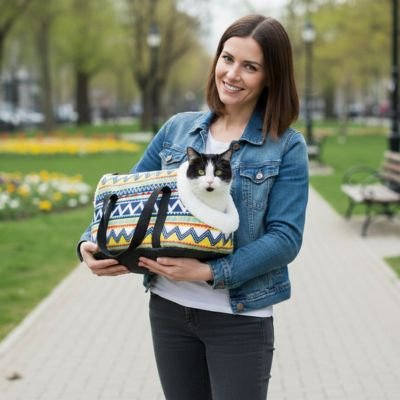 Sac de transport pour chat style ethnique et doux
