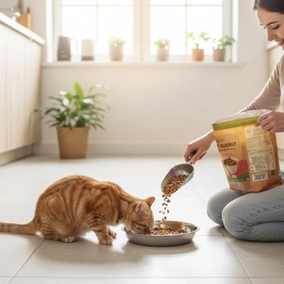 distribution nourriture gamelle inox large chat.