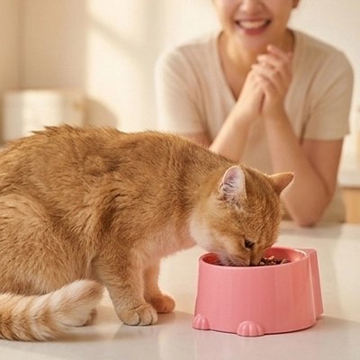 gamelle anti glouton chat rose chat roux.