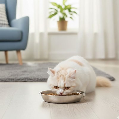 gamelle chat basse inox chat blanc roux.