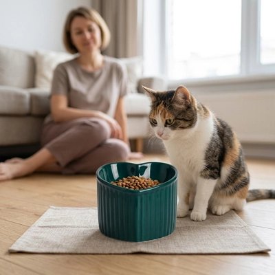 Gamelle Chat céramique inclinée ergonomique