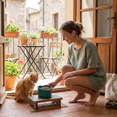 Gamelle Chat céramique inclinée support stable