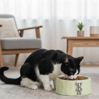 gamelle chat design vert pastel.