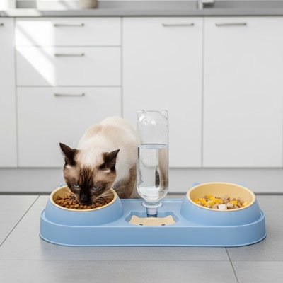 Gamelle chat double Station d'eau automatique