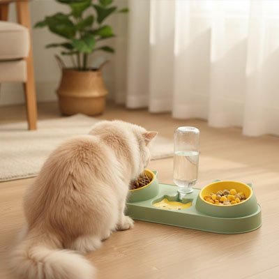 Gamelle chat double Distributeur d'eau . 