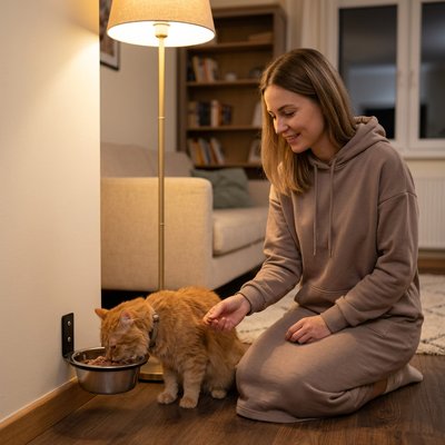 Intérieur avec gamelle chat murale