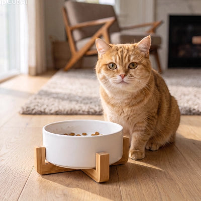 Gamelle Chat surélevée bois repas confort