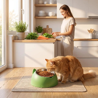 gamelle-chat-surelevee-verte-chat-roux-cuisine