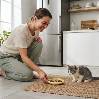 Gamelle chaton plastique jaune pour pâtée et repas