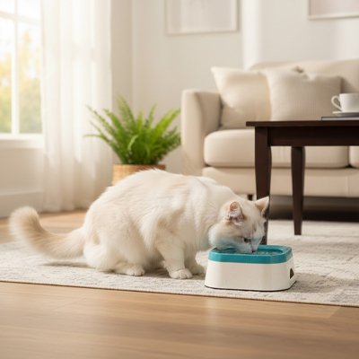 Gamelle d'eau chat Disque flottant bleu 