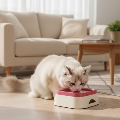 Gamelle d'eau chat Bol anti-éclaboussures rose 