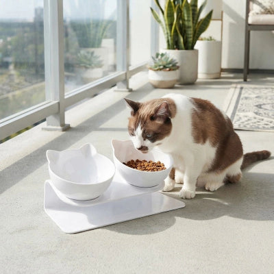 Gamelle double chat pour croquettes et eau   