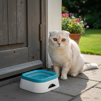 Gamelle d'eau chat Anti-éclaboussures au sol.