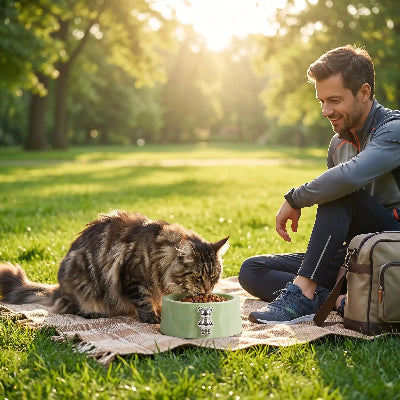 gamelle  chat design vert exterieur