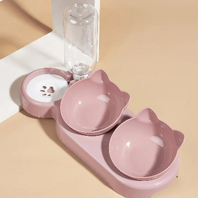Gamelle pour chat rose à double bol design