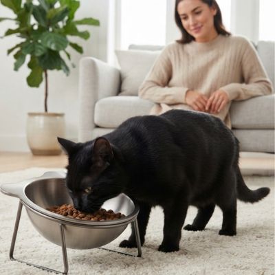 gamelle surélevée pour chat chat noir