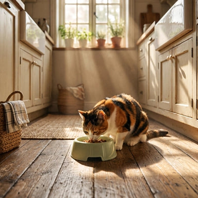 Gamelles Chat en plastique compacte et surélevée verte 