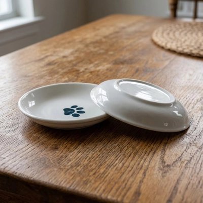 Gamelles Chaton céramique motif patte blanche